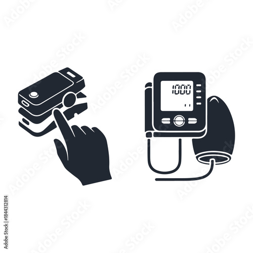 Icons of a pulse oximeter and a blood pressure monitor