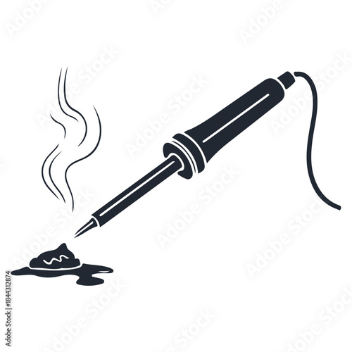 Soldering iron melting solder with smoke