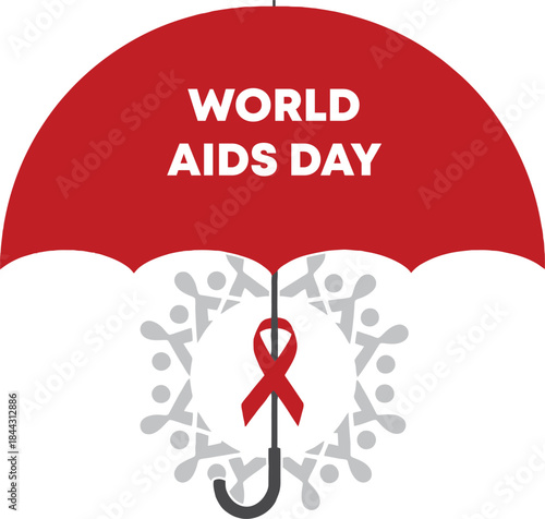 World aids day concept with red umbrella and awareness ribbon symbol