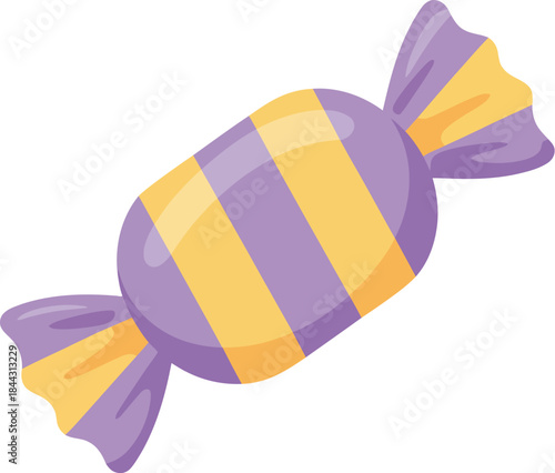 A cartoon vector illustration of a sweet orange gift box with a yellow ribbon and bow, perfect for a holiday icon design