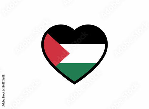 Palestine flag in a heart icon representing love and support for Palestine