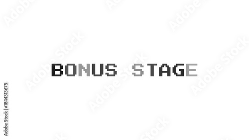Bonus Stage Pixel Text on White Background. Retro Arcade Reward Level
