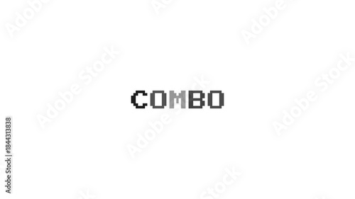 Combo Pixel Text on White Background. Retro Arcade Action Feedback