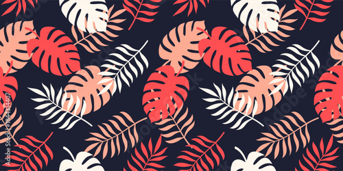 Tropical leaves seamless pattern. design for fabric, wrapping, textile, wallpaper. Vector Illustration