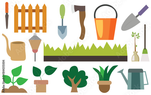 Minimal Thin Line Gardening Icons Set, Outline Web Symbol Collection, Simple Vector Illustration
