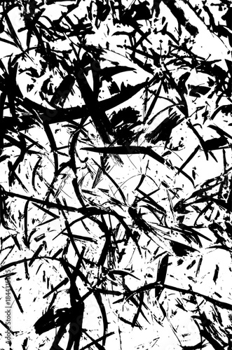 Abstract Black and White Grunge Texture with Chaotic Overlapping Lines and Artistic Brush Strokes Overlay