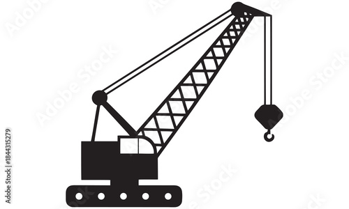 Construction Crane Clipart – Industrial Tower and Crawler Crane Vector Illustrations .