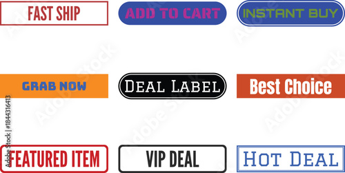 a set of sale labels and buttons on a white background
