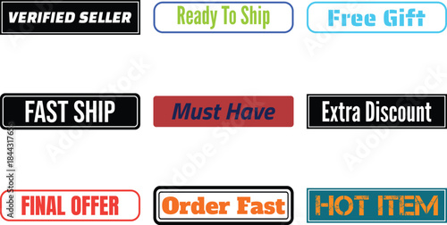 Various colorful sale and shopping labels isolated on white background