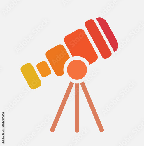 Telescope on Tripod — Astronomy Icon (Orange)