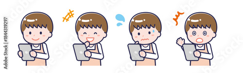 タブレットを使う「保育士」の男性