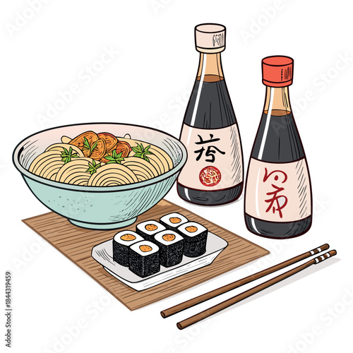 Authentic Japanese Cuisine Vector Logo
