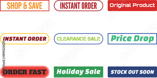 Bright colorful sale and discount banners with promotional text for marketing and advertising purposes