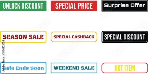 collection of sale discount labels isolated on white background