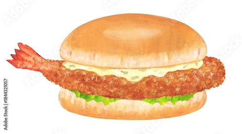 エビフライバーガーのイラスト