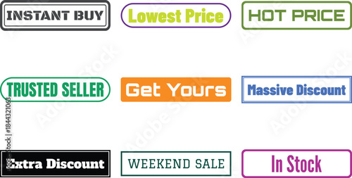 collection of sale discount labels isolated on white background