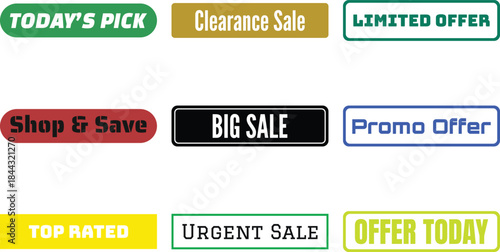 Set of colorful sale labels isolated on transparent background