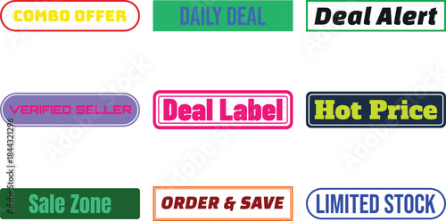 Set of vibrant sale labels isolated on transparent background