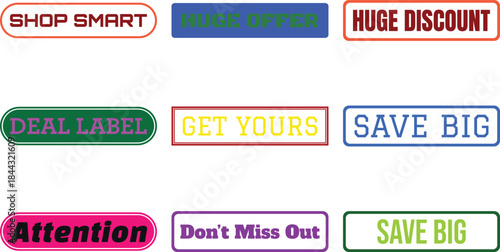 Set of colorful sale labels isolated on transparent background