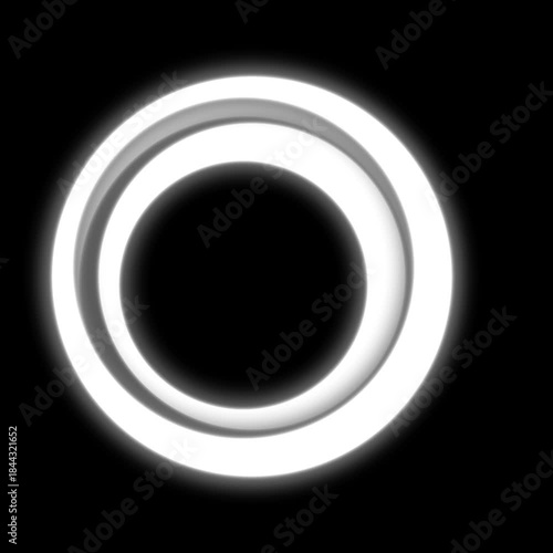 Bright white concentric circles against a black background