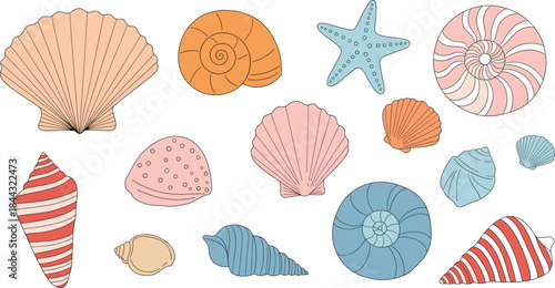 Set of Coffee Drinks in Cups and Glasses. Vector Illustration of Latte, Cappuccino, Mocha, and Frappe with Foam and Art.