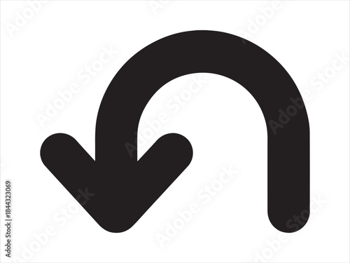 Traffic u turn arrow icon vector flat design, U turn sign icon. U turn square arrow isolated illustration