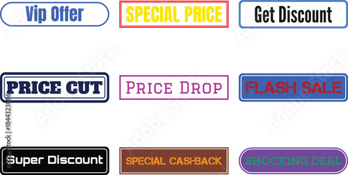 Set of colorful promotional sale labels isolated on transparent background