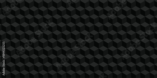 Minimal abstract black geometric cube creative concept triangle overlap square technology background. digital cubes fabric and wallpaper grid block texture background.