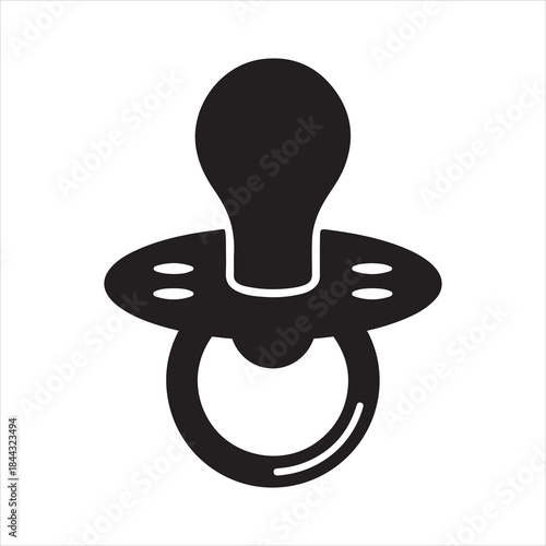 Baby pacifier and soother silhouette icon, Pacifier icon, pacifier soother black silhouette vector illustration