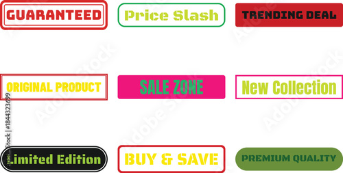 Colorful sale labels isolated on transparent background