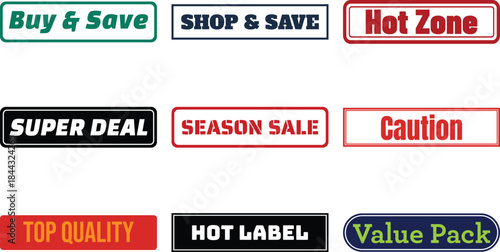 Set of various shopping labels isolated on transparent background