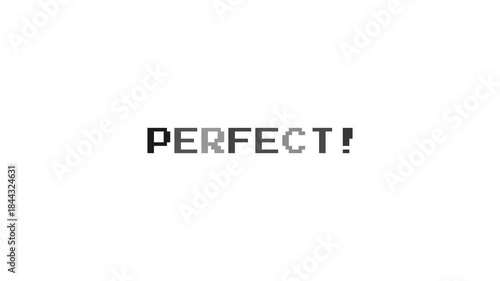 Perfect Pixel Text on White Background. Retro Arcade Performance Result