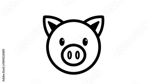 Cute Pig Face Icon - Minimalist Vector Illustration for Farm and Animal Themes