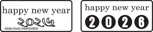 2026 New Year on black background. Modern 2026 year Template. New Year 2026 Social media post template. Image of silver 2026 with 'Happy New Year