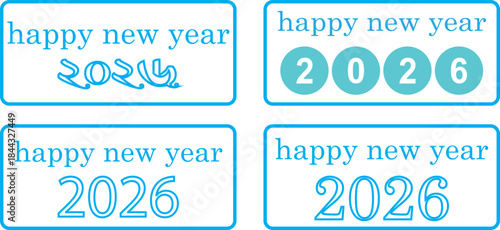 2026 New Year on black background. Modern 2026 year Template. New Year 2026 Social media post template. Image of silver 2026 with 'Happy New Year