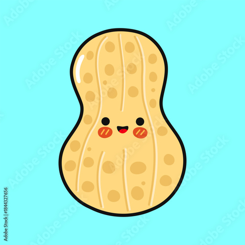 Cute smiling peanut character feeling happy