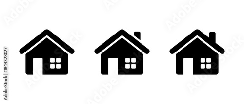 House, home icon set with simple silhouette. Real estate, residence, and property symbol