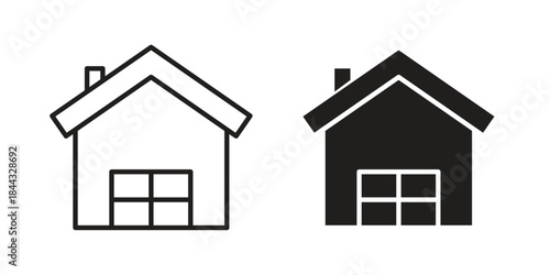 Chalet icons for web design set in black stroke and solid style. EPS10