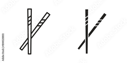 Chopsticks icons for web design set in black stroke and solid style. EPS10