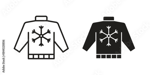 Christmas sweater icons for web design set in black stroke and solid style. EPS10