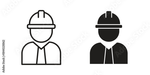 Civil Engineer icons for web design set in black stroke and solid style. EPS10