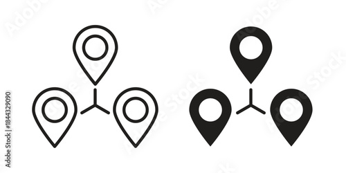 Coordinate icons for web design set in black stroke and solid style. EPS10