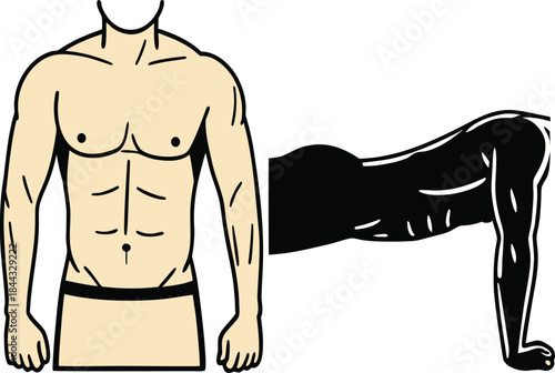 Illustration of man doing pushup exercise showing proper form for core strength