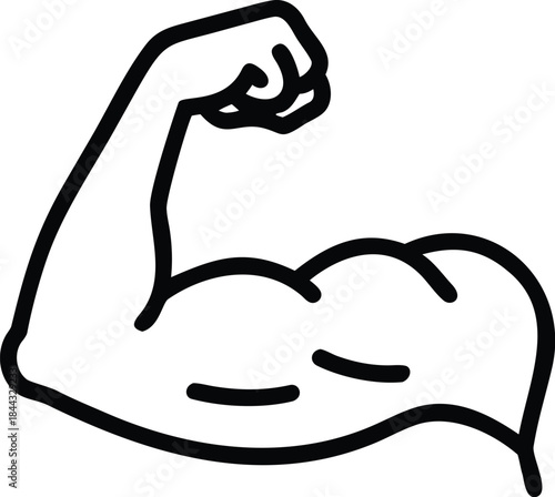 Outline icon of a flexed bicep muscle arm showing strength and power