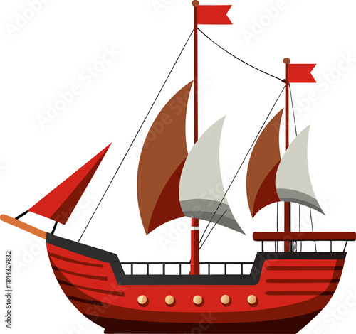 Sloop ship isolated on white