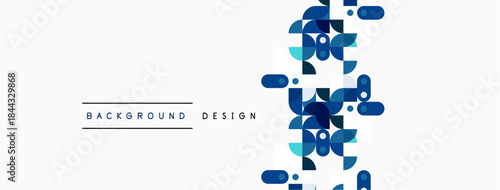 Abstract geometric pattern. Blue circles overlap white space. Minimalist design elements create modern visual texture.