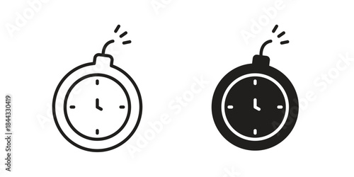 Deadline icons for web design set in black stroke and solid style. EPS10