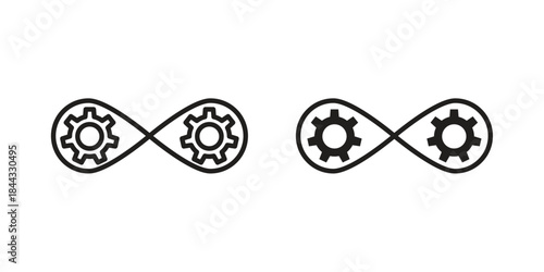 Devops icons for web design set in black stroke and solid style. EPS10