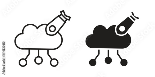 DOS icons for web design set in black stroke and solid style. EPS10