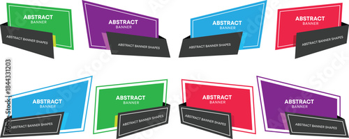 Set of abstract cards with different colors isolated on white background